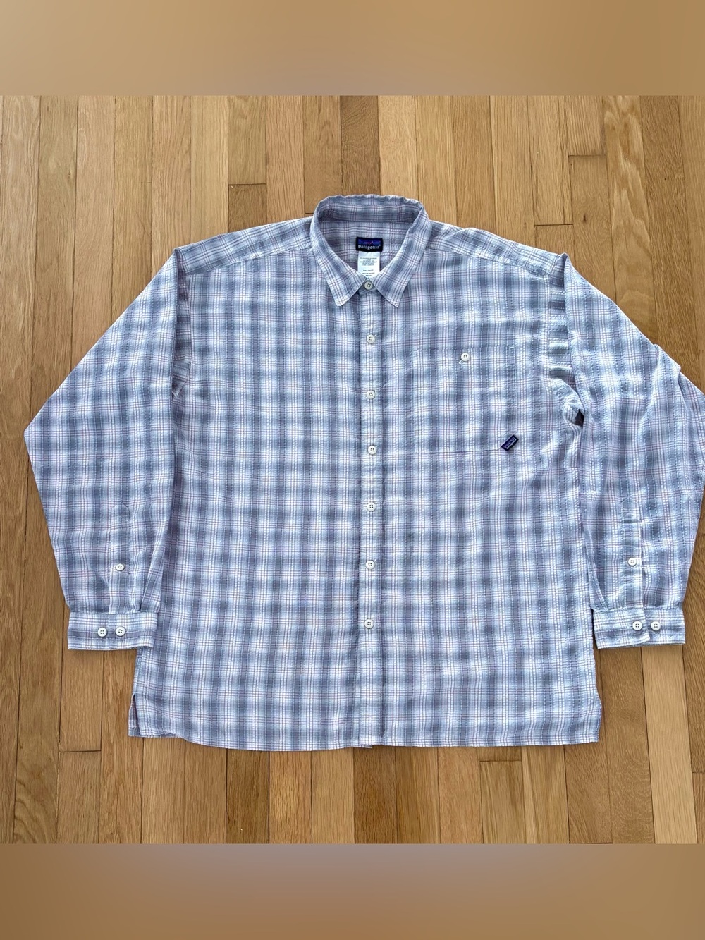 Vintage Patagonia AC Shirt Mens XL Seersucker Plaid Button Up Air Conditioning